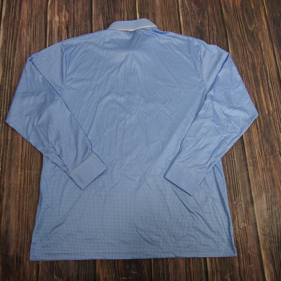 Collars & Co. Polo Shirt Mens Extra Large Blue Gingham Dress Collar Long Sleeve - Picture 4 of 6